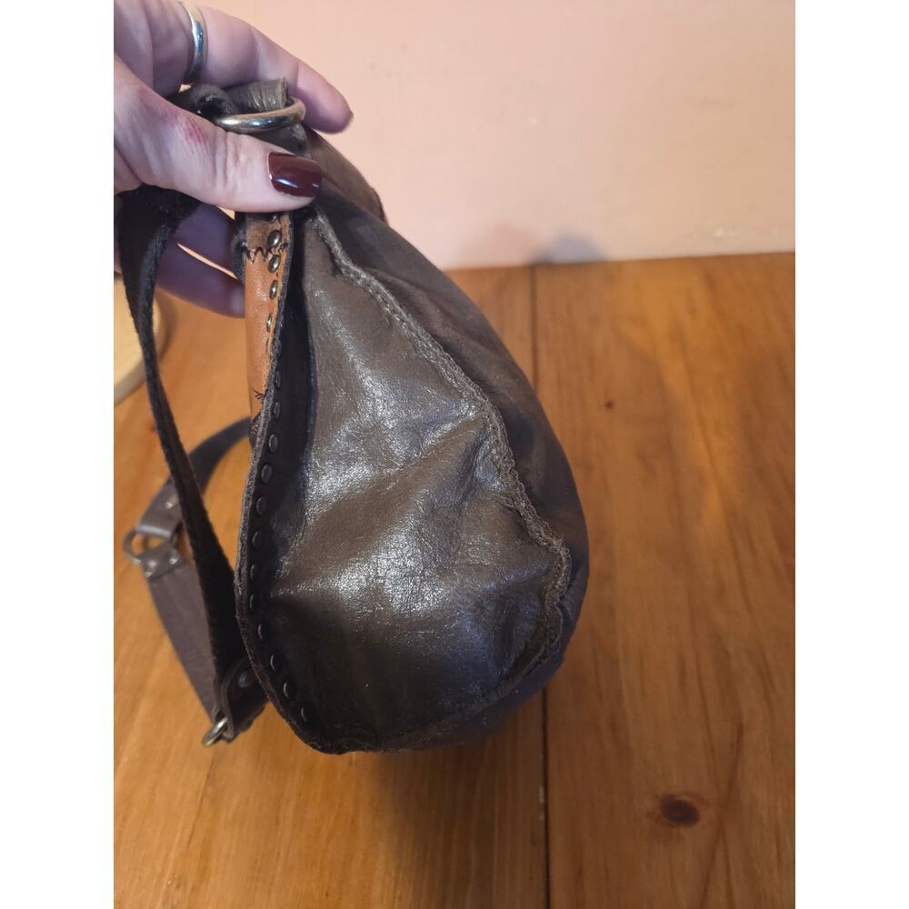 The Sak Genuine Leather And Suede Patchwork Boho Hobo Shoulder Bag Brown - Picture 6 of 9